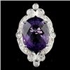 14K Gold 18.28ct Amethyst & 1.00ctw Diamond Ring