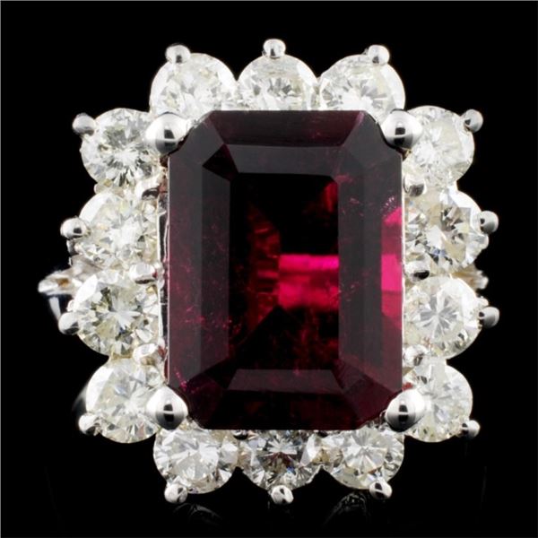 14K Gold 4.5ct Tourmaline & 1.85ctw Diamond Ring