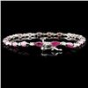 Image 2 : 14K Gold 5.26ctw Ruby & 0.30ctw Diamond Bracelet