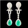 Image 1 : 18K Gold 2.94ct Emerald & 1.93ctw Diamond Earrings