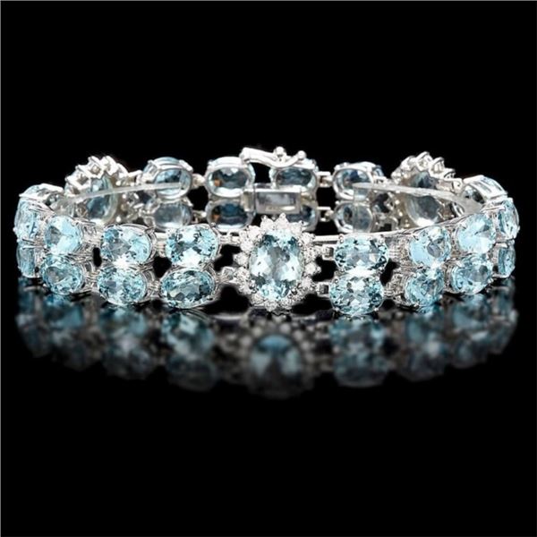 `14k Gold 38.00ct Aquamarine & 2.00ct Diamond Brac