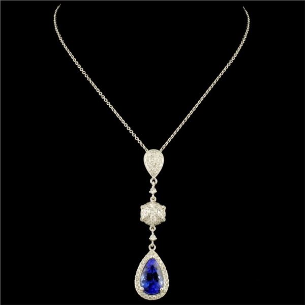 18K Gold 2.96ct Tanzanite & 0.59ctw Diamond Pendan