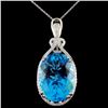 14K Gold 27.54ct Blue Topaz & 0.55ctw Diamond Pend
