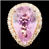 14K Gold 24.85ct Kunzite & 1.61ctw Diamond Ring