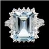 14K Gold 8.00ct Aquamarine & 1.25ctw Diamond Ring