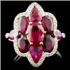18k Gold 4.50ct Ruby & 0.18ct Diamond Ring