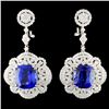 18K Gold 16.98ctw Tanzanite & 4.55ctw Diamond Earr
