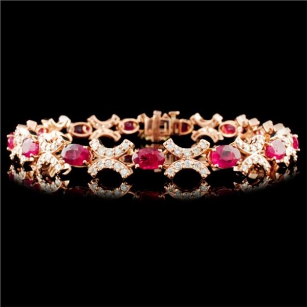 14K Gold 8.50ctw Ruby & 1.85ctw Diamond Bracelet