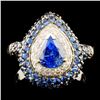 18K Gold 4.10ct Sapphire & 0.24ctw Diamond Ring