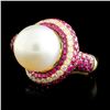 Image 2 : 18K Gold 13.50MM Pearl & 0.78ctw Diamond Ring