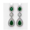 Image 1 : 15.82 ctw Emerald & Diamond Earrings 18K White Gold - REF-663K6Y