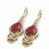 Image 3 : 8.53 ctw Ruby & Diamond Earrings 18K Yellow Gold - REF-245Y5X