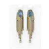7.74 ctw Blue Topaz & Diamond Earrings 18K Yellow Gold - REF-320F4M