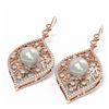 Image 3 : 2.78 ctw Diamond & Pearl Earrings 18K Rose Gold - REF-262K2Y