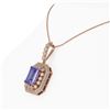 Image 3 : 6.05 ctw Tanzanite & Diamond Victorian Necklace 14K Rose Gold - REF-309H3R