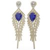 Image 2 : 11.22 ctw Sapphire & Diamond Earrings 18K Yellow Gold - REF-527K3Y