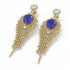 Image 3 : 11.22 ctw Sapphire & Diamond Earrings 18K Yellow Gold - REF-527K3Y