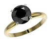 Image 2 : 2.59 ctw Fancy Black Diamond Solitaire Engagment Ring 10k Yellow Gold - REF-57W8H