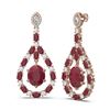 Image 2 : 25.7 ctw Ruby & Diamond Earrings 18K Rose Gold - REF-600M2G