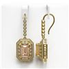 Image 2 : 12.1 ctw Morganite & Diamond Victorian Earrings 14K Yellow Gold - REF-410M4G