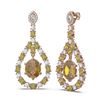 Image 2 : 21.06 ctw Canary Citrine & Diamond Earrings 18K Rose Gold - REF-444G4W