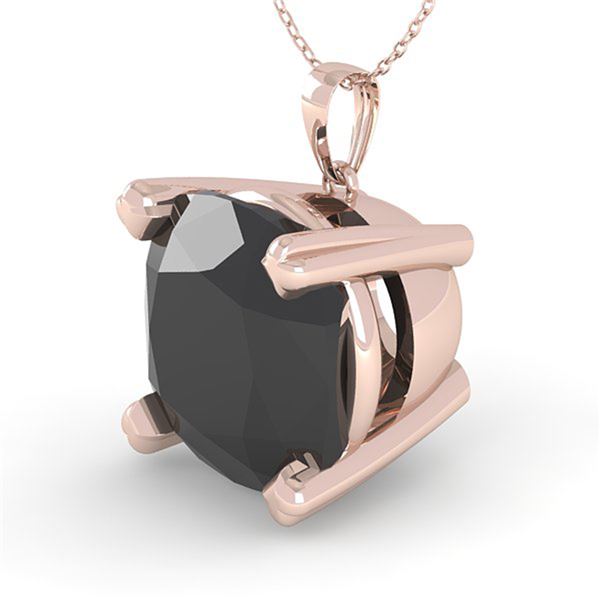 6.0 ctw Cushion Black Diamond Designer Necklace 14k Rose Gold - REF-108N3F