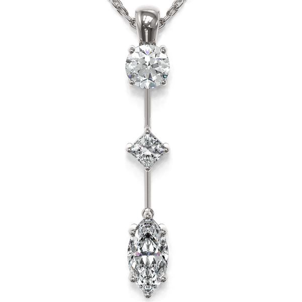 0.9 ctw Marquise Cut Diamond Designer Necklace 18K White Gold - REF-121N2F