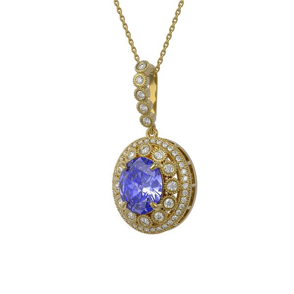 7.01 ctw Tanzanite & Diamond Victorian Necklace 14K Yellow Gold - REF-298N5F