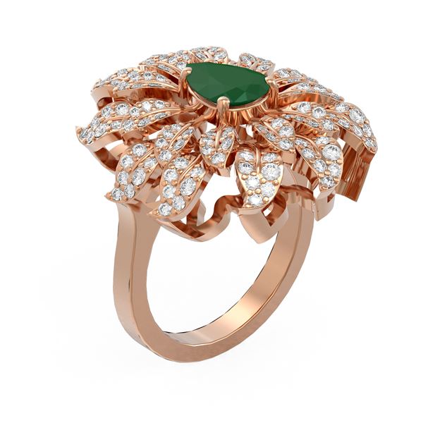 3.52 ctw Emerald & Diamond Ring 18K Rose Gold - REF-173G8W