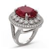 Image 2 : 13.85 ctw Certified Ruby & Diamond Victorian Ring 14K White Gold - REF-286A2N