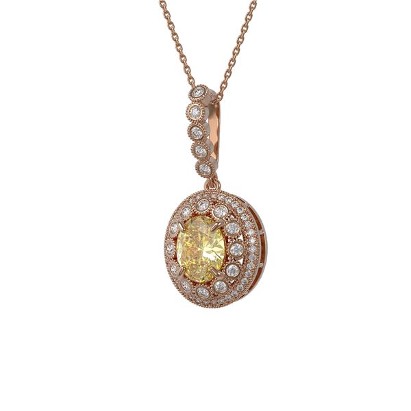 3.87 ctw Canary Citrine & Diamond Victorian Necklace 14K Rose Gold - REF-120H2R