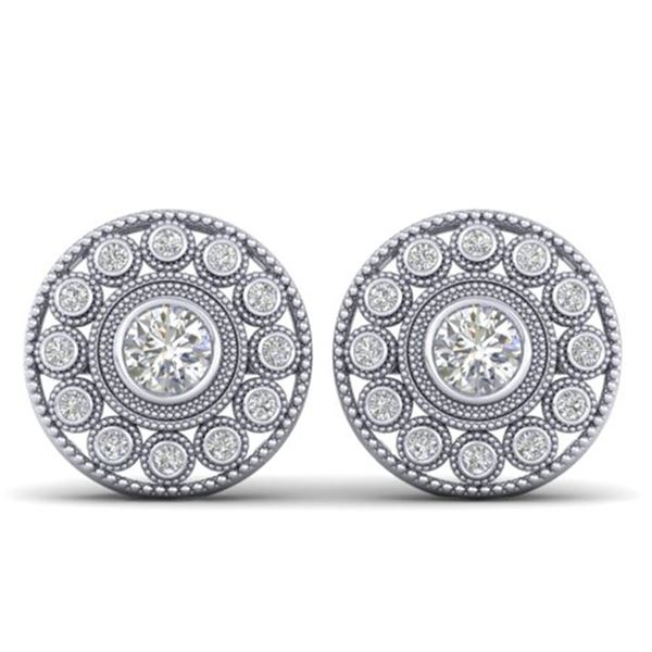 1.11 ctw VS/SI Diamond Art Deco Stud Earrings 14k White Gold - REF-134X5A