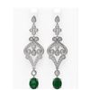 Image 1 : 11.15 ctw Emerald & Diamond Earrings 18K White Gold - REF-541Y8X