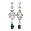 Image 2 : 11.15 ctw Emerald & Diamond Earrings 18K White Gold - REF-541Y8X