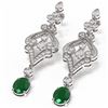 Image 3 : 11.15 ctw Emerald & Diamond Earrings 18K White Gold - REF-541Y8X