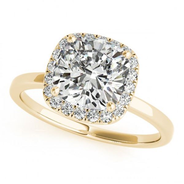 0.92 ctw Certified VS/SI Cushion Diamond Halo Ring 18k Yellow Gold - REF-154R3K