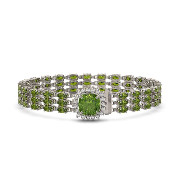 28.56 ctw Tourmaline & Diamond Bracelet 14K White Gold - REF-404Y8X