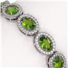 Image 3 : 13.87 ctw Peridot & Diamond Micro Pave Halo Bracelet 10k White Gold - REF-263Y6X