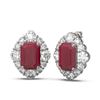 Image 2 : 16.56 ctw Ruby & Diamond Earrings 18K White Gold - REF-527X3A