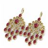 Image 3 : 20.7 ctw Ruby & Diamond Earrings 18K Yellow Gold - REF-527R3K