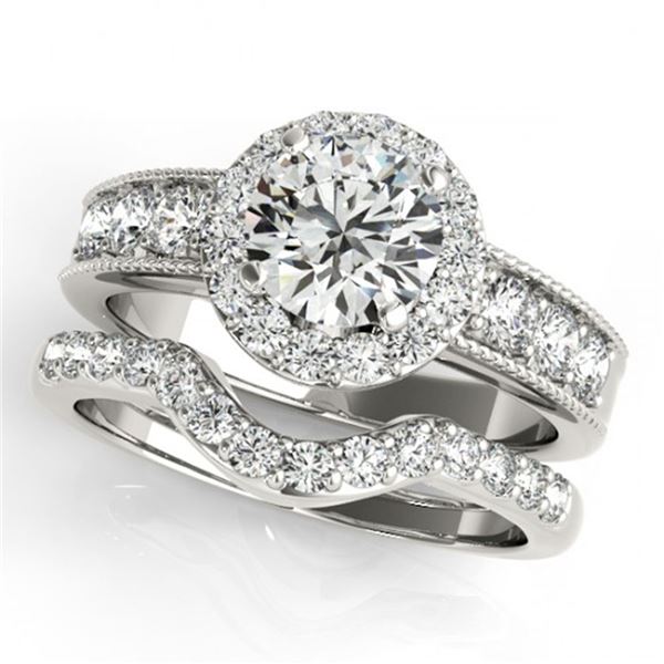 2.46 ctw Certified VS/SI Diamond 2pc Wedding Set Halo 14k White Gold - REF-436H4R