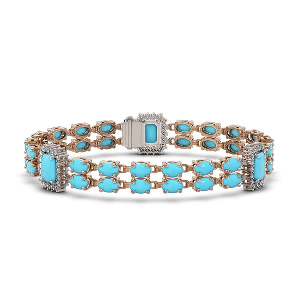 14.28 ctw Turquoise & Diamond Bracelet 14K Rose Gold - REF-229M5G