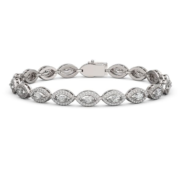 8.13 ctw Marquise Cut Diamond Micro Pave Bracelet 18K White Gold - REF-684W3H