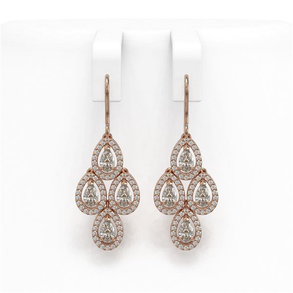 3.61 ctw Pear Cut Diamond Micro Pave Earrings 18K Rose Gold - REF-306A5N