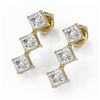 Image 1 : 2 ctw Princess Cut Diamond Designer Earrings 18K Yellow Gold - REF-230G3W
