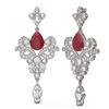 Image 2 : 11.5 ctw Ruby & Diamond Earrings 18K White Gold - REF-525H5R