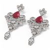 Image 3 : 11.5 ctw Ruby & Diamond Earrings 18K White Gold - REF-525H5R
