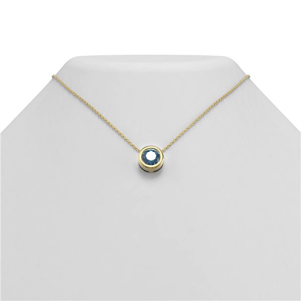 1.5 ctw Intense Blue Diamond Necklace 18K Yellow Gold - REF-296A4N
