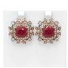 Image 1 : 12.23 ctw Ruby & Diamond with Pearl Earrings 18K Rose Gold - REF-343R6K