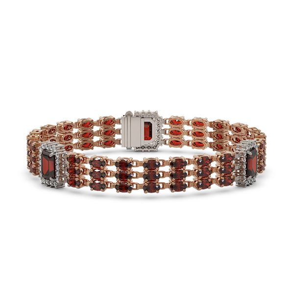 23.08 ctw Garnet & Diamond Bracelet 14K Rose Gold - REF-327F3M